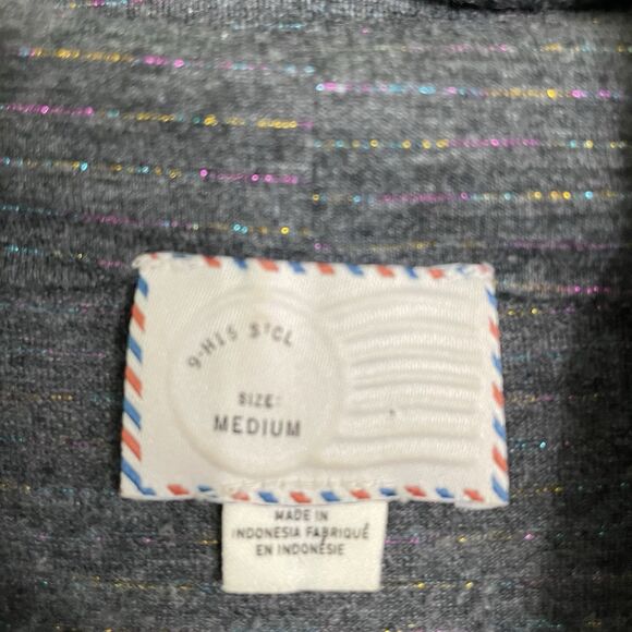 Anthropologie Postmark Bell Sleeve Rainbow Stripes Turtleneck Shirt Top Medium - Picture 4 of 10